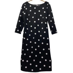 Worthington Womens Dress 3/4 Sleeve Black/White Polka Dot Size 10 Round Neck